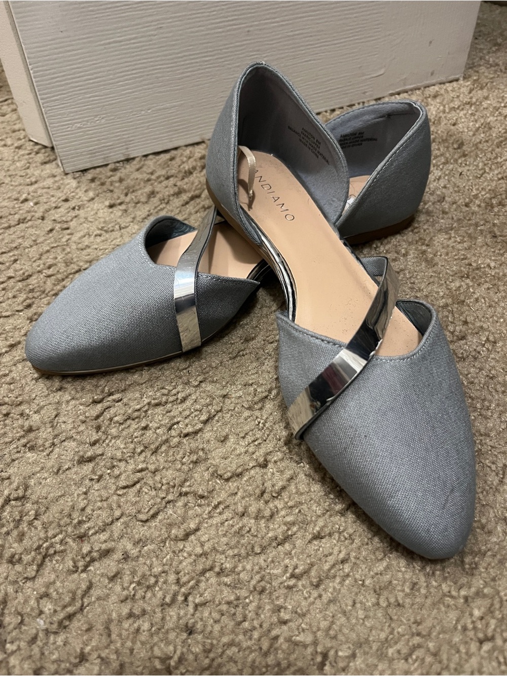 Women's D'Orsay Flats - Light Blue with Silver Metallic Strap